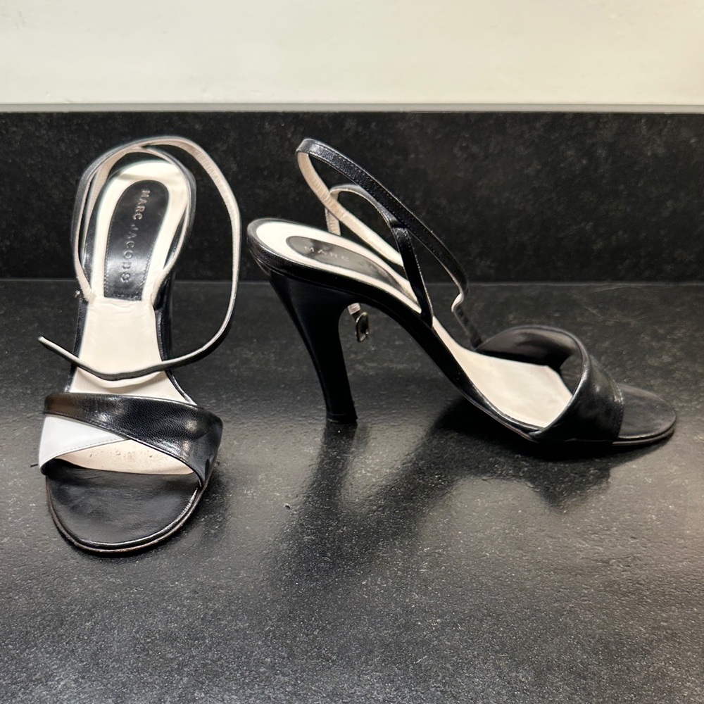 Elegant Black and White High Heel Sandals